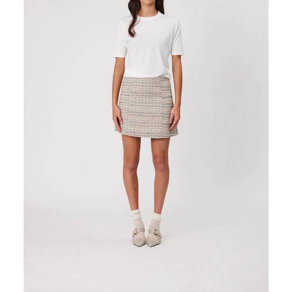 NEW REMAIN nola mid rise mini skirt in oat tweed